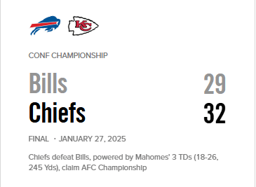 Kansas City Chiefs Vs Buffalo Bills Match Player Stats